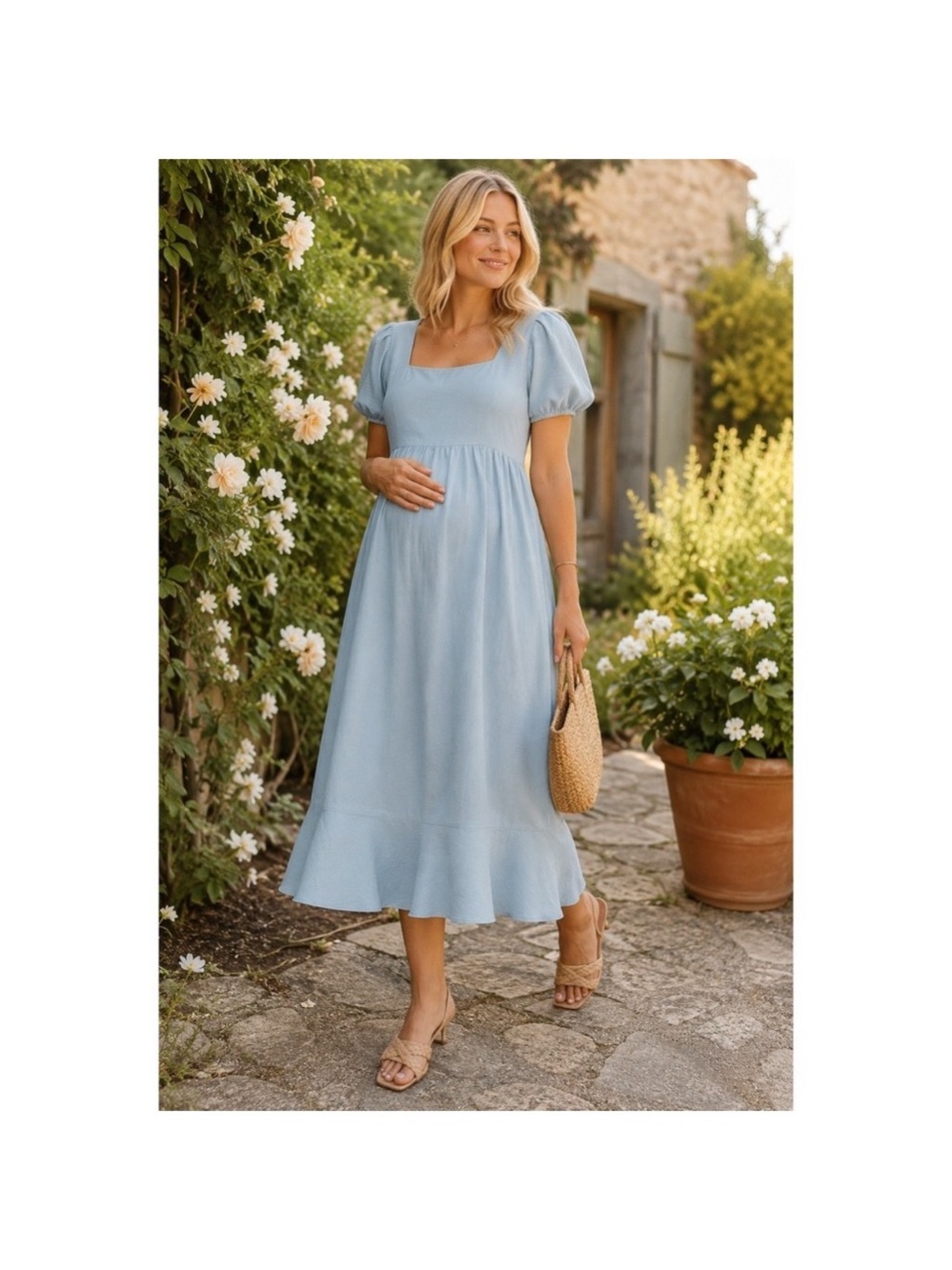 Hatch Maternity Tisha Dress in Baby Blue